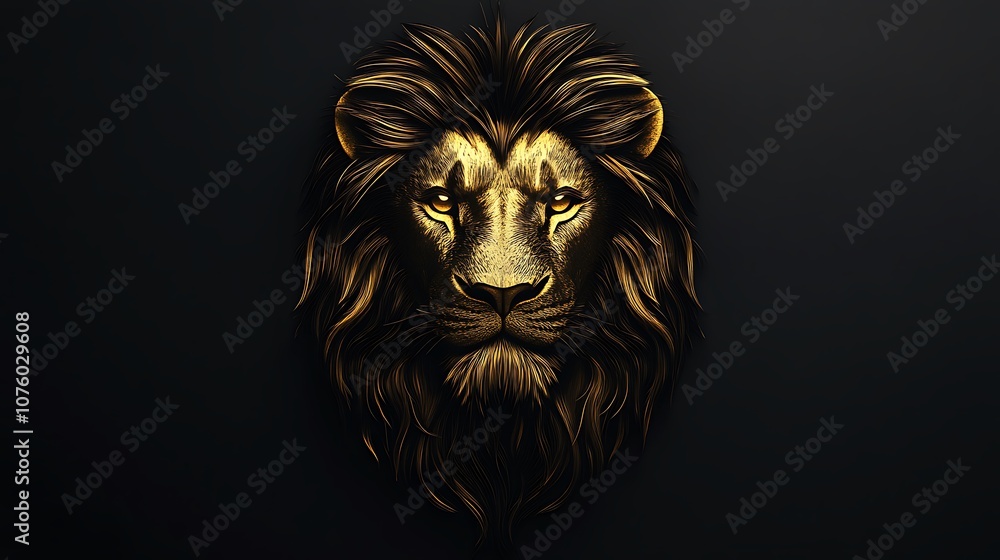 Fototapeta premium Distinctive Lion Head Emblem with Bold Color Palette Illustration