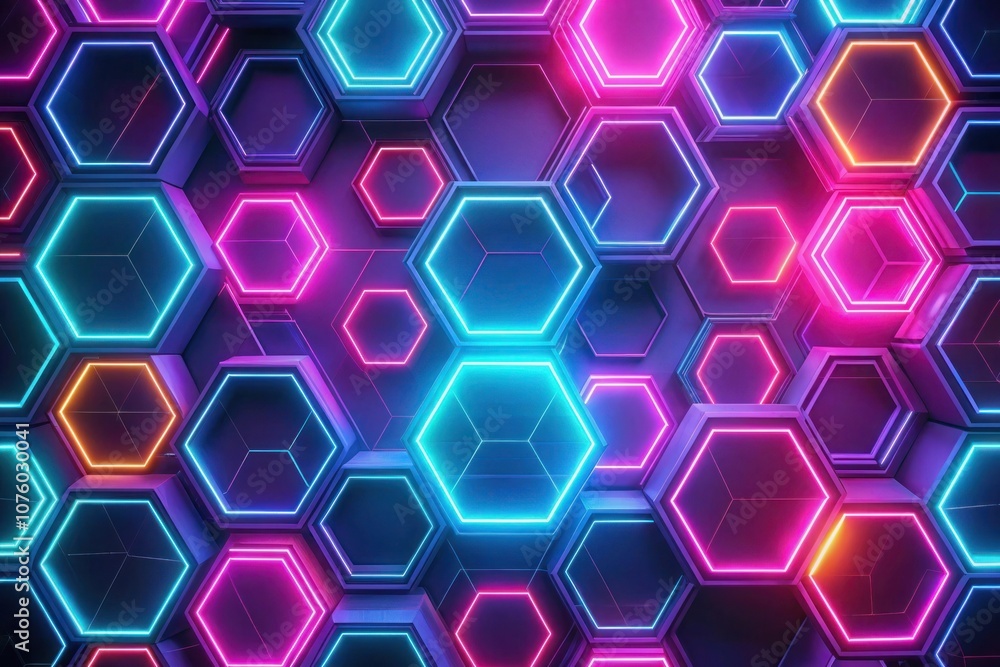 Futuristic Hexagonal Neon Lights Background Futuristic Hexagonal Neon Lights Background
