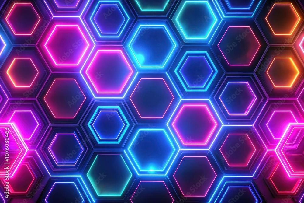 Futuristic Hexagonal Neon Lights Background Futuristic Hexagonal Neon Lights Background