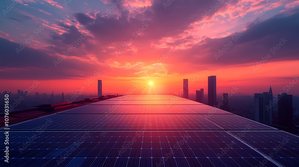 Solar panel system on the roof of an apartment, Solar energy system Solar panel system on the roof of an apartment, Solar energy system