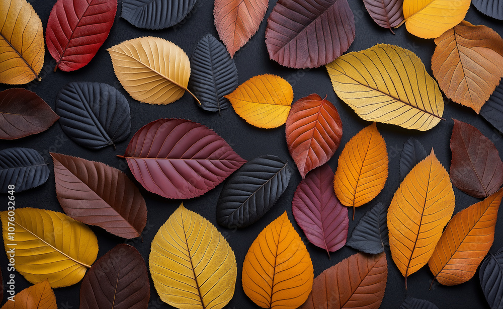 A vibrant array of autumn leaves in shades of red, orange, yellow, and green, creating a colorful pattern. A vibrant array of autumn leaves in shades of red, orange, yellow, and green, creating a colorful pattern.