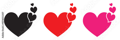 Set of hearts in red color, Red heart icons set vector