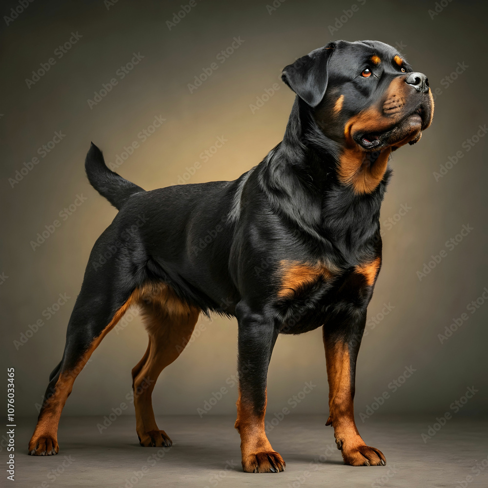Obraz premium The Rottweiler is a strong, loyal, and confident dog, known for its protective nature, intelligence.