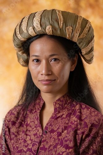 Portrait of an Indonesian woman in kebaya dress, Indonesia photo