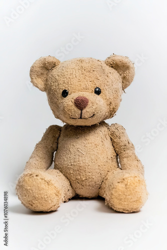 Cute teddy bear isolated on white background, toy photo