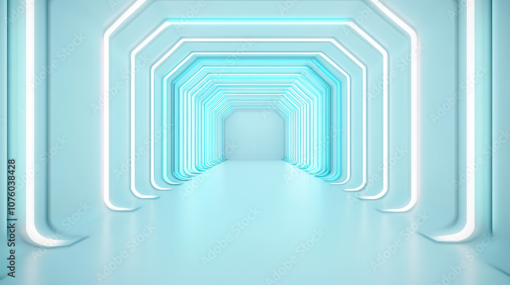 futuristic hallway with glowing blue lights and sleek white walls creates modern and inviting atmosphere. design emphasizes clean lines and spaciousness, perfect for innovative spaces futuristic hallway with glowing blue lights and sleek white walls creates modern and inviting atmosphere. design emphasizes clean lines and spaciousness, perfect for innovative spaces