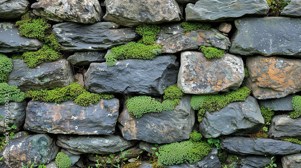 Stone Wall with Moss: A textured image of a rustic stone wall, richly covered with vibrant green moss. Ideal for nature, architecture, and design projects. Stone Wall with Moss: A textured image of a rustic stone wall, richly covered with vibrant green moss. Ideal for nature, architecture, and design projects.