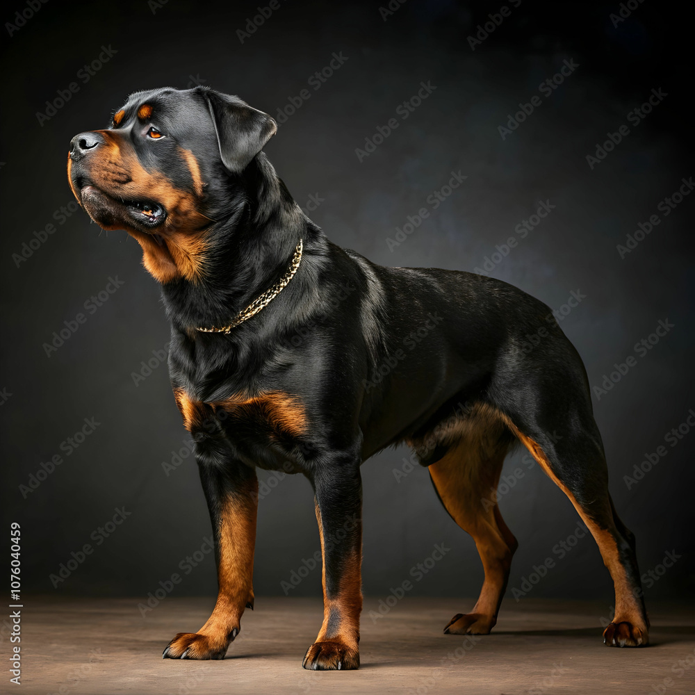 Obraz premium The Rottweiler is a strong, loyal, and confident dog, known for its protective nature, intelligence.