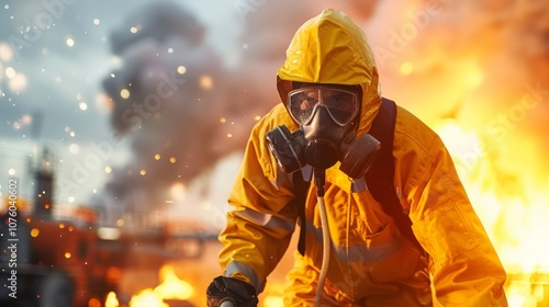 Wallpaper Mural Worker Responding to Chemical Spill in Industrial Area Torontodigital.ca