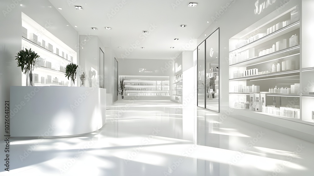 Obraz premium 27. A clean, polished 3D environment with a soft shadow effect and a prominent open space for product display.