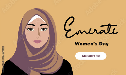 Emirates Women's Day Design with Female with Hijab Vector Illustration
