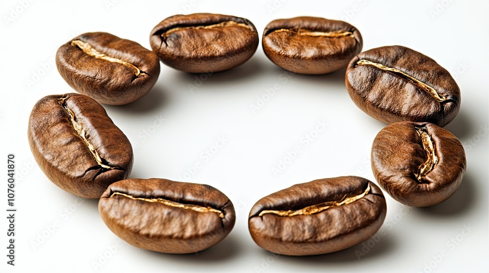 Roasted Coffee Beans in a Circle Arrangement Roasted Coffee Beans in a Circle Arrangement