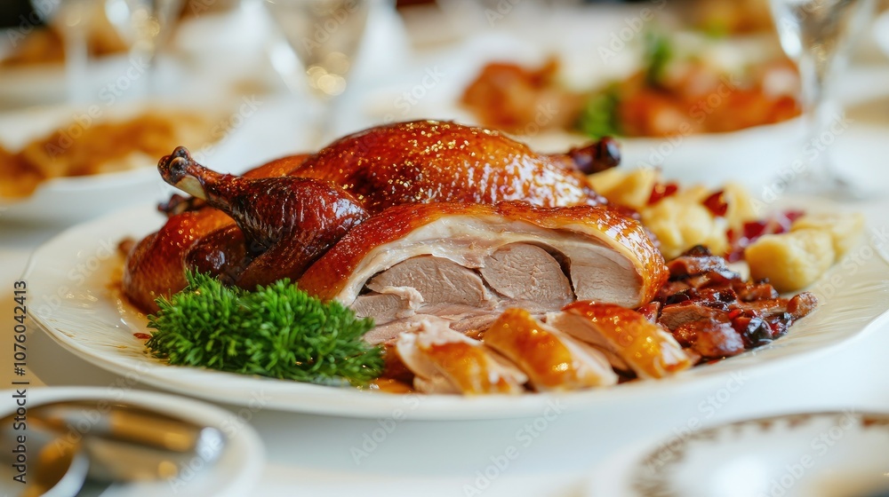 Roasted Duck with Crispy Skin on a Plate Roasted Duck with Crispy Skin on a Plate