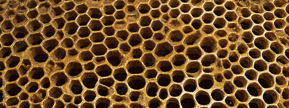 “Detailed Illustration of Honeycomb Pattern with Depth” – A Close-Up Representation of a Honeycomb, Emphasizing Its Geometric Shapes and Natural Texture with Space for Text “Detailed Illustration of Honeycomb Pattern with Depth” – A Close-Up Representation of a Honeycomb, Emphasizing Its Geometric Shapes and Natural Texture with Space for Text