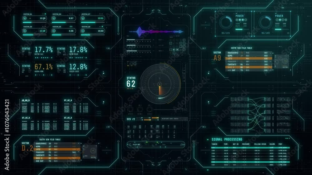 Advanced HUD interface. Blue future head up display screen, Digital technology background concept Advanced HUD interface. Blue future head up display screen, Digital technology background concept