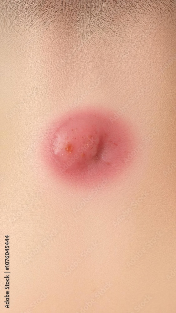 Fototapeta premium Close-up image of a skin lesion caused by neurofibromatosis located on the nape of the neck, neurofibromatosis, detail, health