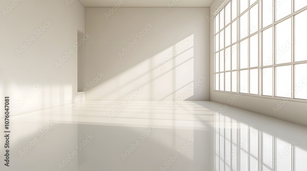 12. A modern 3D minimalist studio with reflective surfaces and a wide empty area for showcasing a product. 12. A modern 3D minimalist studio with reflective surfaces and a wide empty area for showcasing a product.
