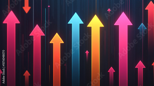 Colorful arrows representing growth, progress, and dynamic movement in a modern design.