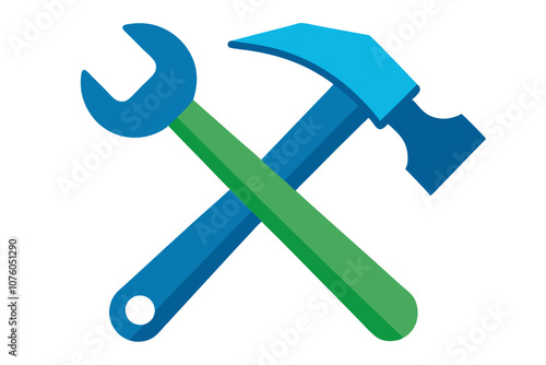 Wrench and Hammer Crossed icon | isolated vector illustration on white background