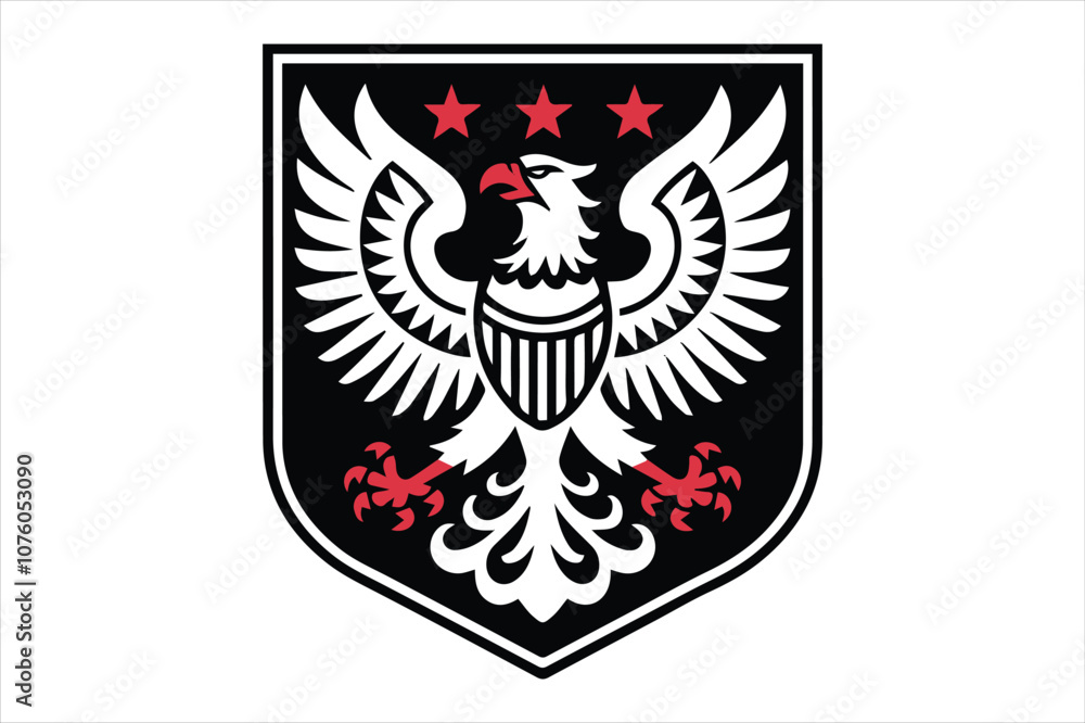 Bold eagle logo hawk emblem star accented business vector design Bold eagle logo hawk emblem star accented business vector design