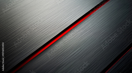 Modern angled block titanium plate with red luminous lines, showcasing sleek and contemporary design. texture and color contrast create striking visual appeal