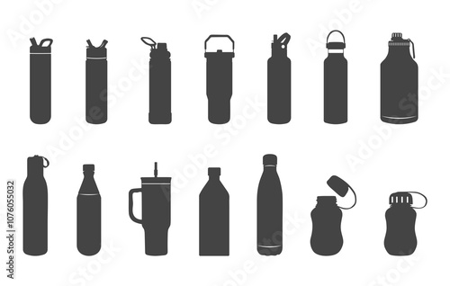 Water bottles silhouette, Water bottle svg, Bottles svg, Bottles silhouette, Water bottle vector illustration, Water bottle bundle 

