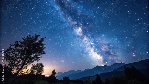 Dazzling starry night with vibrant stars and a deep blue background, astronomy, astrophysics, nebulas