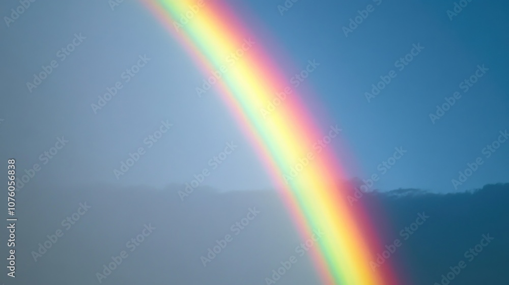 A vibrant rainbow arcs across a clear blue sky, showcasing nature's beauty. A vibrant rainbow arcs across a clear blue sky, showcasing nature's beauty.