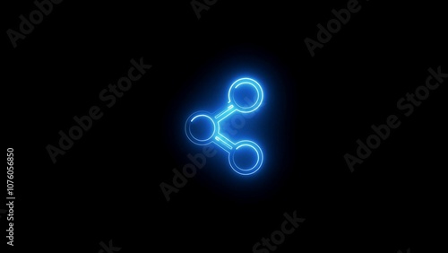 glowing image icon resemble a network or sharing symbol on black background.