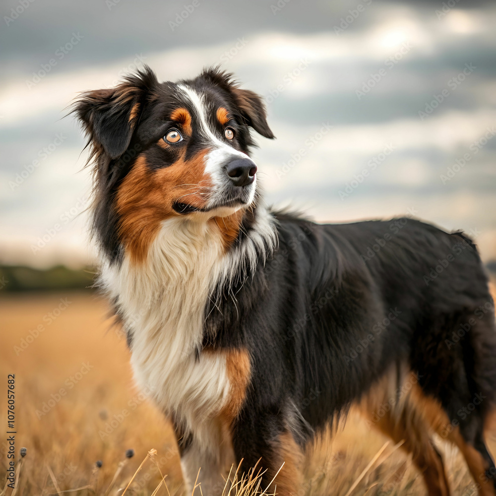 The Australian Shepherd is an intelligent, energetic breed known for its herding abilities. The Australian Shepherd is an intelligent, energetic breed known for its herding abilities.