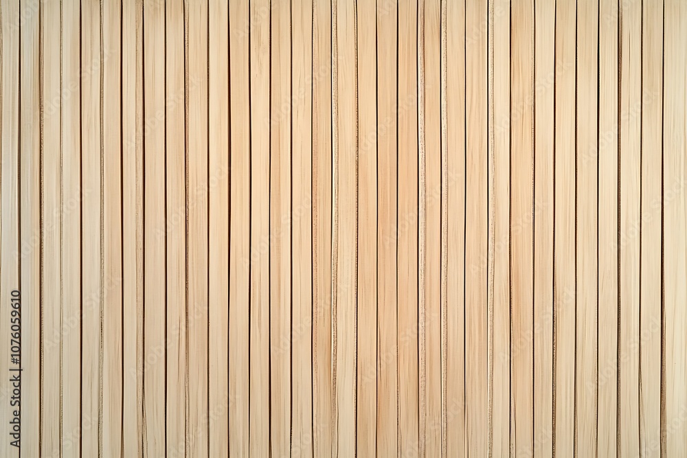 Naklejka premium Wooden wall background with vertical slats, texture of natural wood paneling for interior design or backdrop. Wooden paneling wall. 