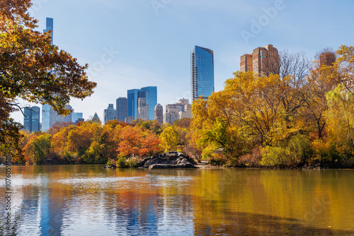 Central Park in New York City on a sunny autumn