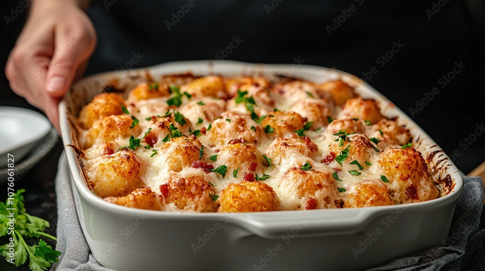 Creamy Chicken and Bacon Tater Tot Casserole with Fresh Herbs Baked to Perfection for a Delightful Family Meal Creamy Chicken and Bacon Tater Tot Casserole with Fresh Herbs Baked to Perfection for a Delightful Family Meal