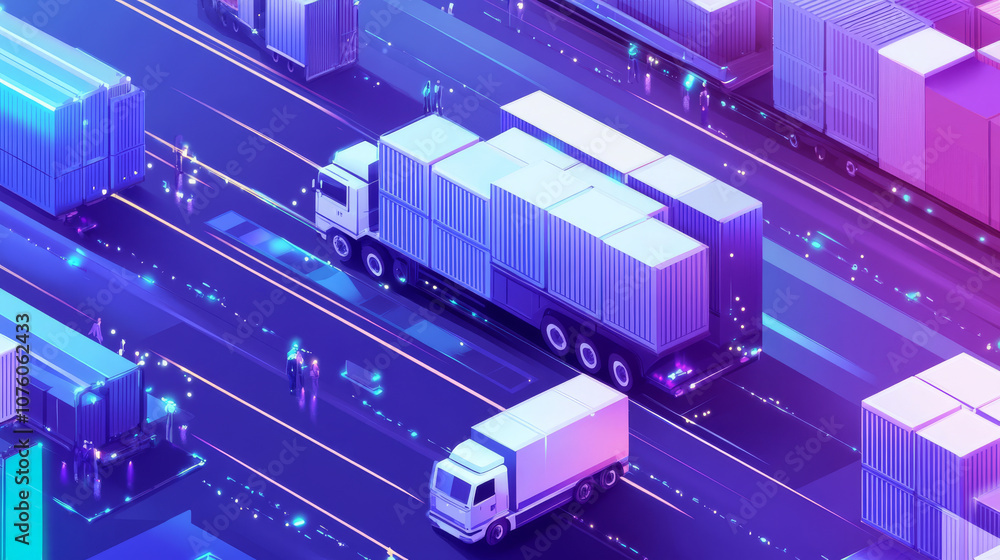 Fototapeta premium A logistics company tracking shipments in real-time using blockchain for accurate and tamper-proof data,