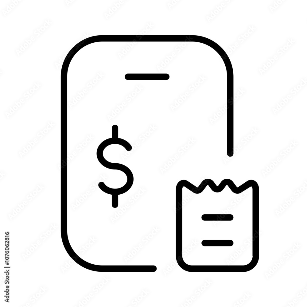 mobile expenses icon with thin style, perfect for user interface projects mobile expenses icon with thin style, perfect for user interface projects