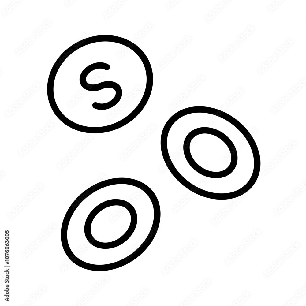 floating coins icon with thin style, perfect for user interface projects floating coins icon with thin style, perfect for user interface projects
