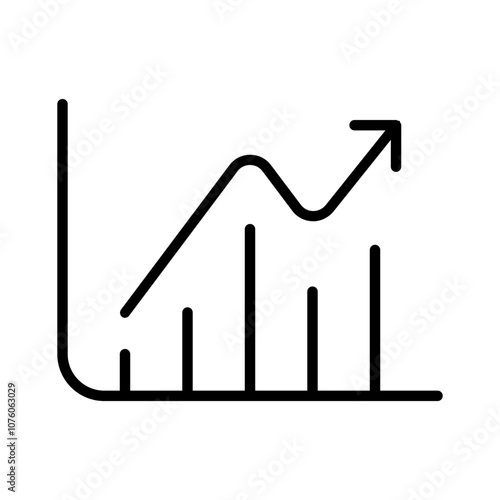 market growth icon with thin style, perfect for user interface projects
