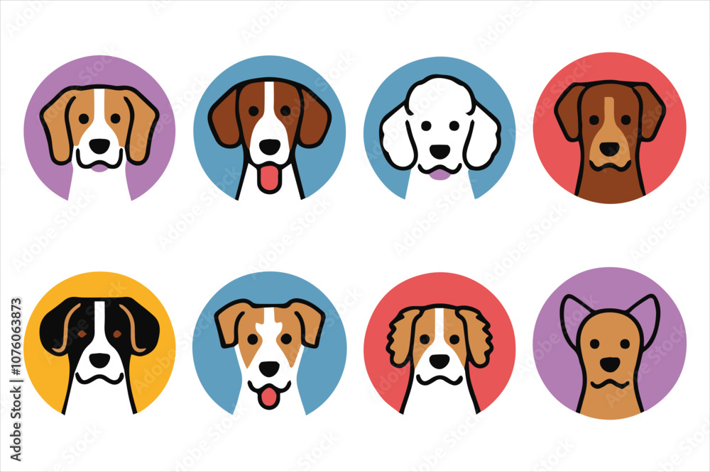 A cute dog circle logo vector of illustrations A cute dog circle logo vector of illustrations