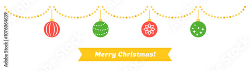 クリスマスオーナメントのイラスト　赤　緑　飾り