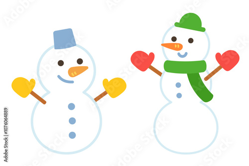 2つの雪だるまのイラスト