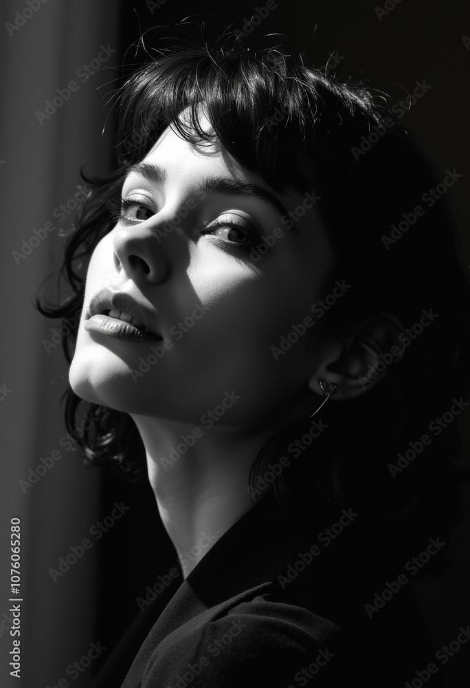 Stylish Black and White Portrait of Beautiful Slovenian Woman Stylish Black and White Portrait of Beautiful Slovenian Woman