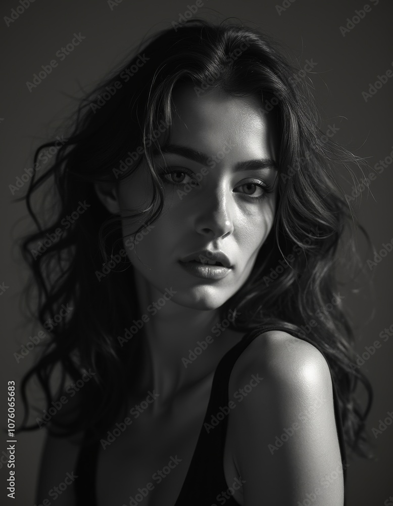 Black and White Portrait of Attractive Czech Woman with Soft Lighting Black and White Portrait of Attractive Czech Woman with Soft Lighting