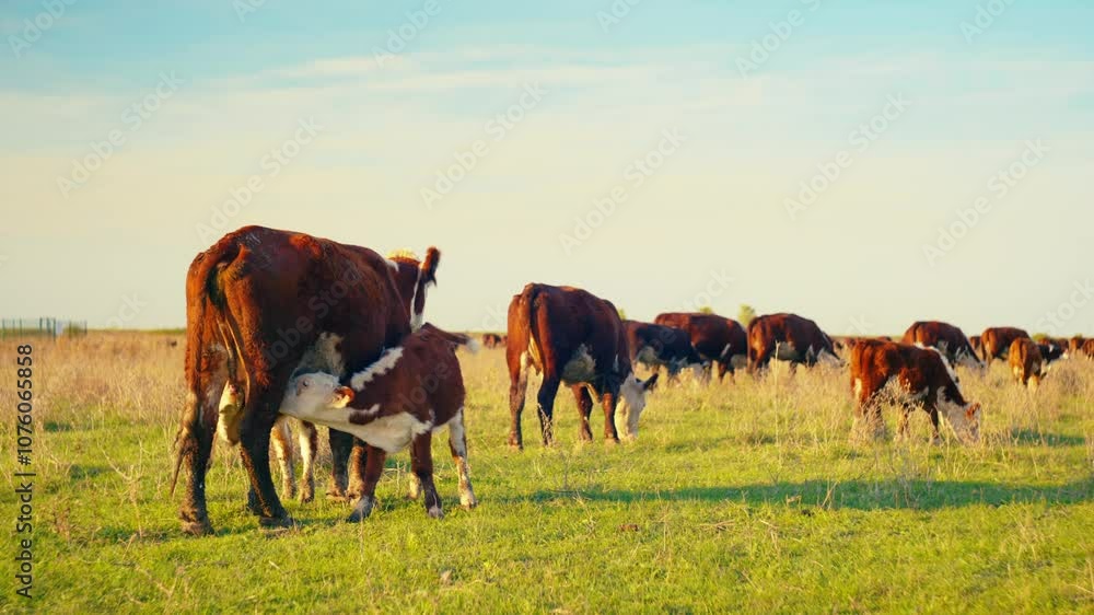 Cows Enjoying Fresh Grass in the Tranquil Silence of a Beautiful, Sunny Autumn Day. Cows Enjoying Fresh Grass in the Tranquil Silence of a Beautiful, Sunny Autumn Day.