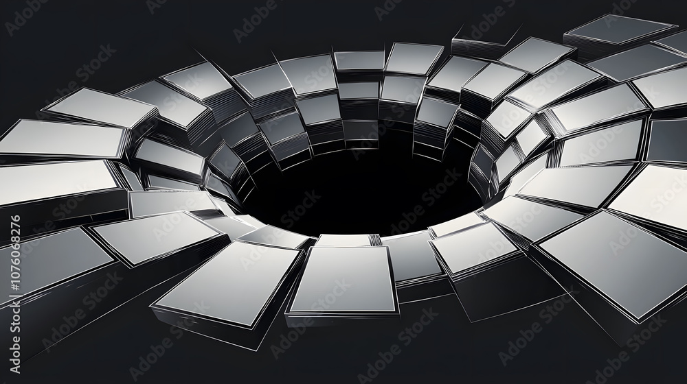 Fototapeta premium Abstract spiral pattern of reflective blocks