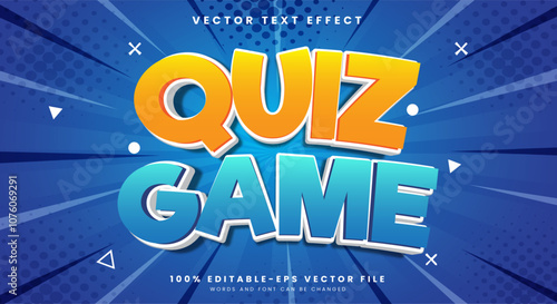 Quiz Game 3d Editable Text Effect Template suitable for Comic Style