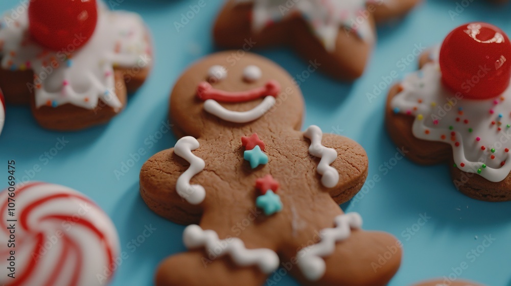 Macro shot of gingerbread cookies decorated with intricate icing details. Christmas baking, festive celebrations,seasonal traditions,holiday-themed designs,marketing materials,holiday warmth Macro shot of gingerbread cookies decorated with intricate icing details. Christmas baking, festive celebrations,seasonal traditions,holiday-themed designs,marketing materials,holiday warmth