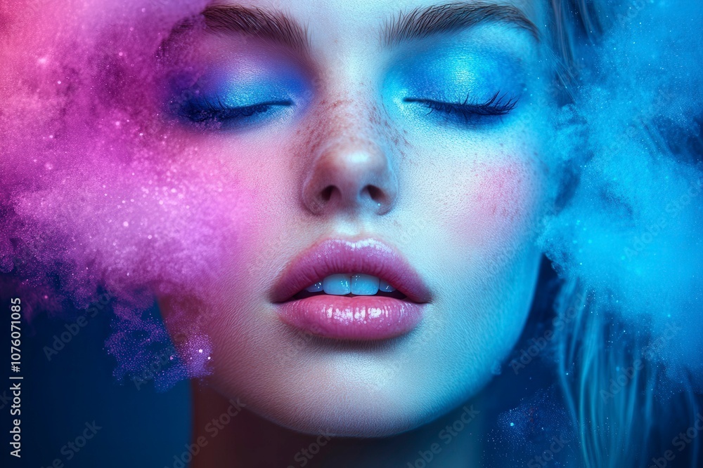 Ethereal Beauty with Colorful Cloud Effects Ethereal Beauty with Colorful Cloud Effects