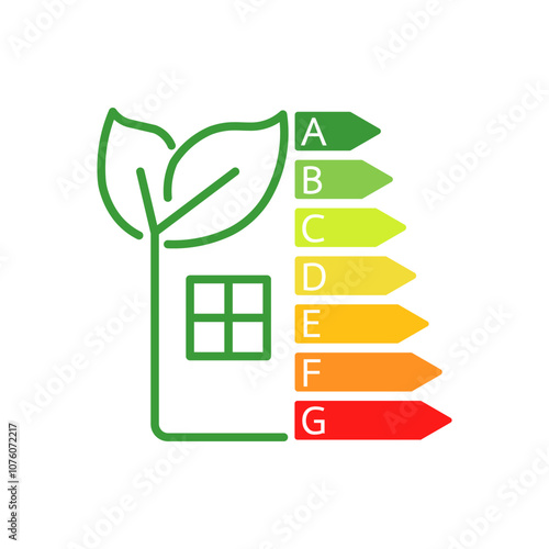 Editable outline icon for energy saving house isolated on white background.