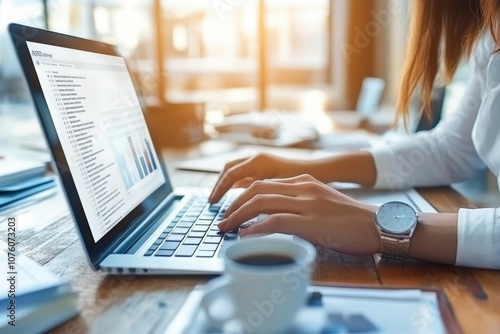 Person Working on Laptop with Bright Screen in Office