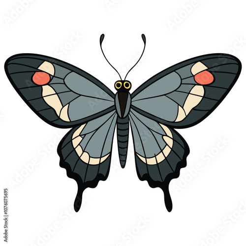 Black Swallowtail butterfly silhouette vector illustrations on a white background.